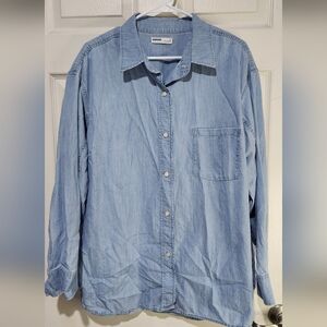 Sonoma Plus Size Oversized Boyfriend Shirt Light Blue Size 1X